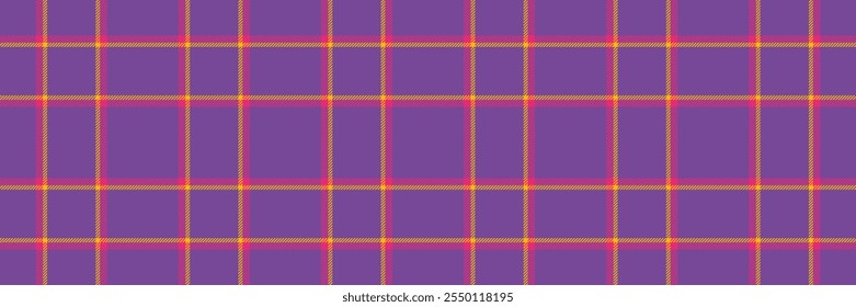 Handsome textile fabric plaid, sample seamless texture vector. New year check background tartan pattern in violet and pink colors palette.