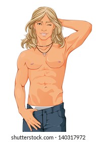 Handsome topless man.