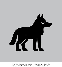 Handsome vector wolf with big eyes, simple design, great for kids' projects and decor.