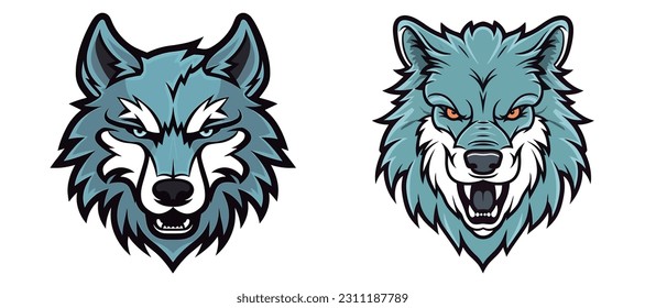 Handsome wolf head logo Vector material