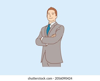 Handsome young  businessman Happy smiling standing  isolated , vector