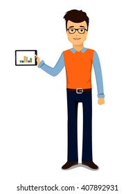  handsome young businessman with tablet computer