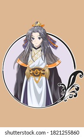 A handsome young emperor master of the ancient kingdom vector illustration