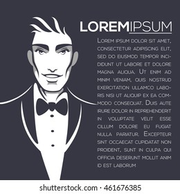 handsome young gentleman, vector template for your banner, flyer, advertisement