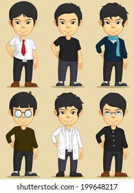 Handsome Young Man Character Set