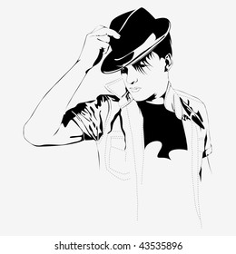 handsome young man in a hat