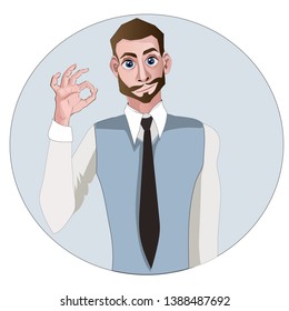 A handsome, young man shows that everything is OK.