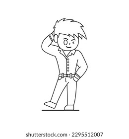 handsome young man vector line-art