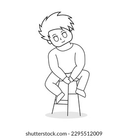 handsome young man vector line-art