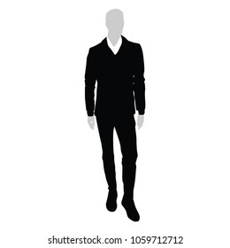 Handsome young people posing vector silhouette illustration isolated on white background. Fashion man model on the stage. 
