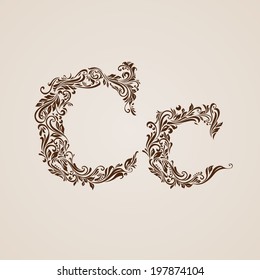 Handsomely decorated letter c in upper and lower case.