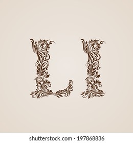 Handsomely decorated letter l in upper and lower case.