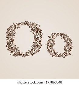 Handsomely decorated letter o in upper and lower case.