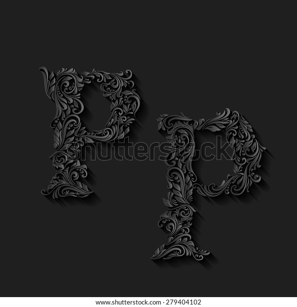 Handsomely Decorated Letter P Upper Lower Stock Vector (Royalty Free