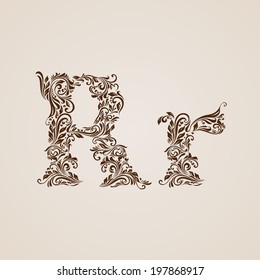 Handsomely decorated letter r in upper and lower case.