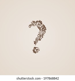 Handsomely decorative ornament question mark on a beige background