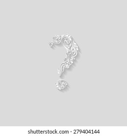 Handsomely decorative ornament question mark on a gray background