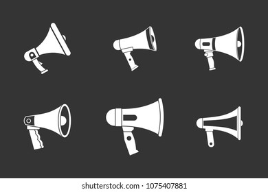 Handspeaker icon set vector white isolated on grey background 