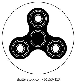 Hand-spinner is of classical shape. Icon a simple style. Vector image on a round background. Element of design, interface