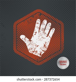Hand,stamp design on old dark background,grunge concept,vector