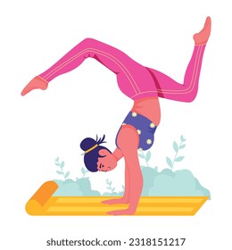 Handstand asanas-Illustration auf flachem Hintergrund 