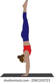 Handstand downward-facing tree yoga pose vector