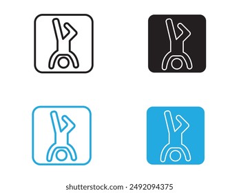 handstand exercise icon black and white vector outline sign