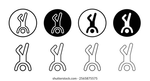 handstand exercise icon Black and white outline vector