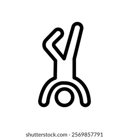 handstand exercise icon Black and white outline vector