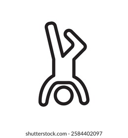 handstand exercise icon black and white vector outline sign