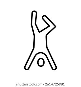 handstand exercise icon black and white vector sign