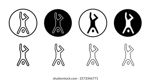 handstand exercise icon vector line logo mark or symbol set collection outline style
