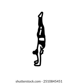 Handstand Pose Glyph Icon, Vector illustration