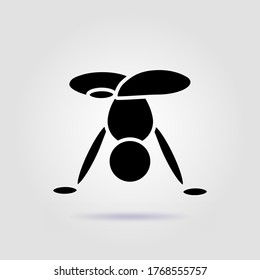 Handstand pose yoga black icon on gray background