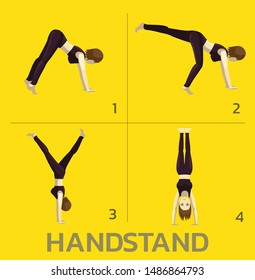 Handstand Yoga Manga Tutorial Wie Cartoon Vektorgrafik