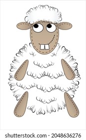 Muñeca de cerdo cosida a mano. Ilustración vectorial.