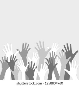 hands.volunteering. image in gray tones.