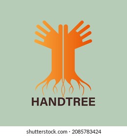 Handtree Nature floral tree and root logo icon design template. elegant, beauty, games, yoga, salon, modern vector illustration