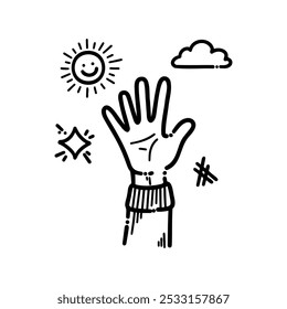 doodle de mão decorado com outros elementos de design