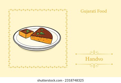 handvo gujarati dish illustration for poster design