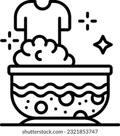 Hand-Wash Clothes concept Submerge and soak the Shirt vector icon design, Housekeeping symbol, Home cleaning sign, Professional cleaners equipment stock illustration