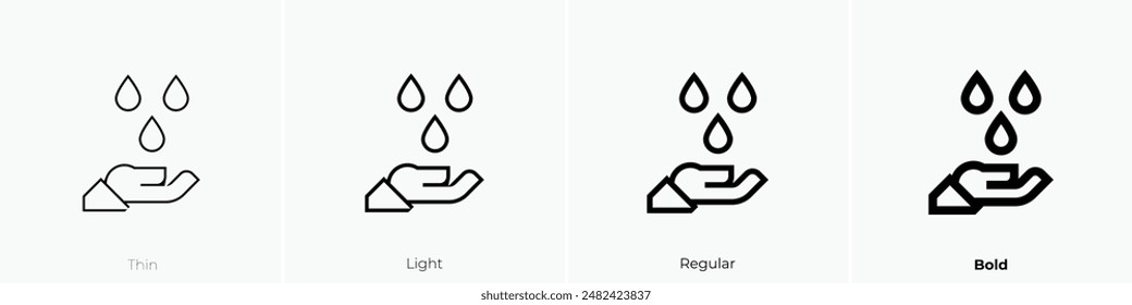 Handwaschsymbol. Dünnes, leichtes Regular- und Bold-Design isoliert auf weißem Hintergrund