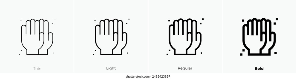 icono de lavado a mano. Diseño de estilo fino, ligero, regular y audaz aislado sobre fondo blanco