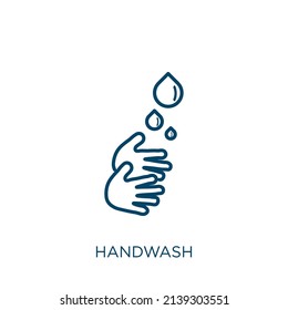 icono de lavado a mano. Icono de contorno de lavado manual lineal delgado aislado en fondo blanco. Señal de lavado manual de vectores de línea, símbolo para web y móvil