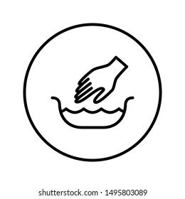 Handwash symbol. Universal icon for web and mobile application. Vector illustration on a white background. Editable Thin line.