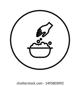 Handwash symbol. Universal icon for web and mobile application. Vector illustration on a white background. Editable Thin line.