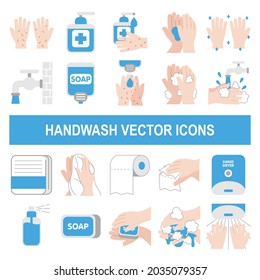 handwash vector icons in flat design styl