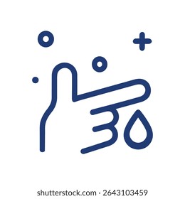 Handwashing cleans droplets with stylized design. Icon symbol illustration