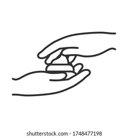 handwashing concept, hands with soapy foam icon over white background, line style, vector illustration