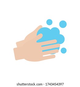 Handwashing Concept, Hands With Soapy Water Icon Over White Background, Flat Style, Vector Illustration